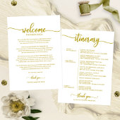 Bruiloft Weekend Welkom en Reisbrief Goud Kaart