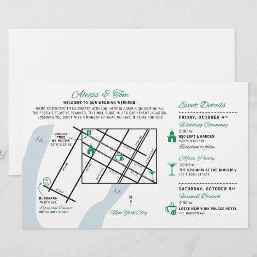 Bruiloft Weekend Welkomstkaart - CUSTOM voor ALEXI (Voorkant / Achterkant)