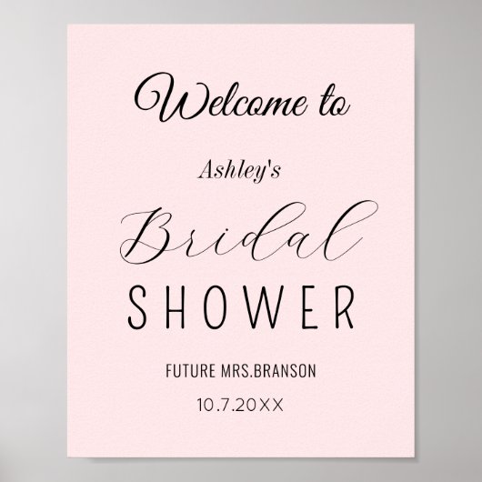 Bruiloft Welcome Blush Roze  Poster (Voorkant)