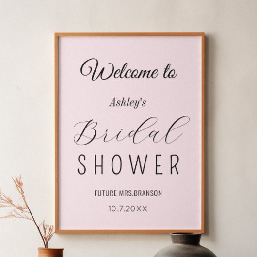 Bruiloft Welcome Blush Roze  Poster