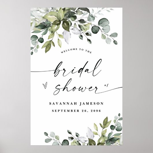 Bruiloft Welcome Bord Greenery Poster 60x90cm (Voorkant)