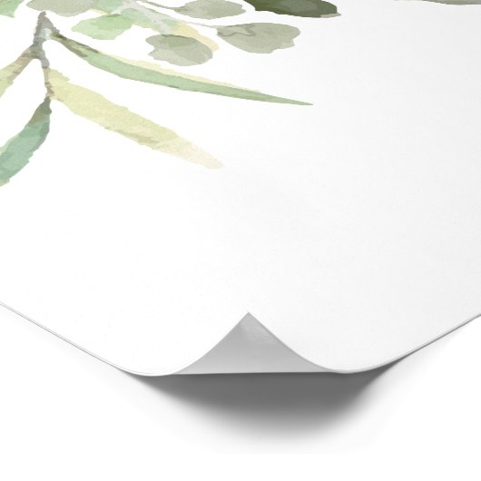 Bruiloft Welcome Bord Met Groene Tinten Poster (Hoek)