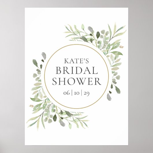 Bruiloft Welcome Bord Met Groene Tinten Poster (Voorkant)