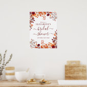 Bruiloft Welcome Bord met Herfst Bloemen in Rustie Poster (Keuken)