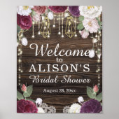 Bruiloft Welcome Bord met Landelijke Bloemen en Ho Poster (Voorkant)