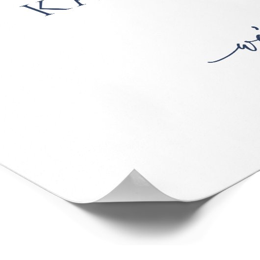 Bruiloft Welcome Bord Perzik Marine Blauw Bloem Poster (Hoek)