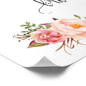 Bruiloft Welcome Bruidsjurk Roze Bloem Bruiloft bo Poster (Hoek)