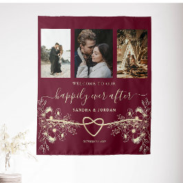 Bruiloft Welcome Fotobackdrop 'Happily Ever After' Wandkleed