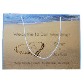 Bruiloft Welcome Hart in Zand Strand Bestemming We Groot Cadeauzakje (Achterkant)