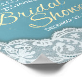 Bruiloft Welcome Kant Linnen Zonnebloem Slingers Poster (Hoek)