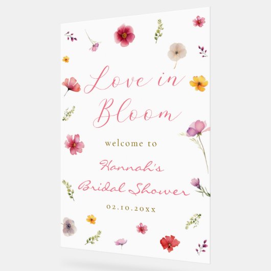 Bruiloft Welcome Love in Bloom Acryl Bord (Hoek)