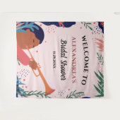 Bruiloft Welcome Roze Fotohut Achtergrond Wandkleed (Voorkant (horizontaal))