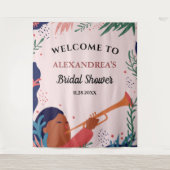 Bruiloft Welcome Roze Fotohut Achtergrond Wandkleed (Voorkant)