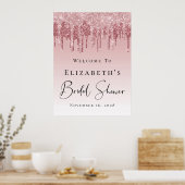 Bruiloft Welcome Roze Roze Goud Glitter Poster (Keuken)