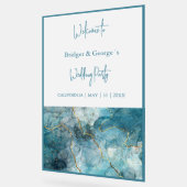 Bruiloft Welkom abstract blauwgroen Blauw Marmer F Acryl Bord (Hoek)