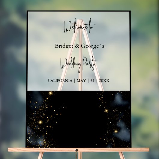 Bruiloft Welkom abstract Zwart & Frosted Acryl Bord (Neutraal)