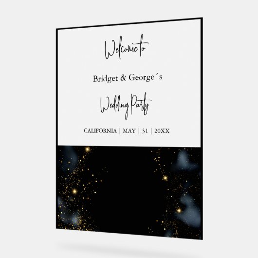 Bruiloft Welkom abstract Zwart & Frosted Acryl Bord (Hoek)