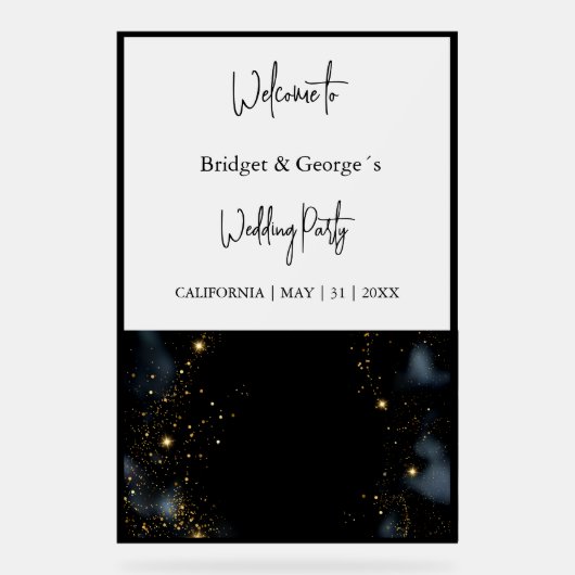 Bruiloft Welkom abstract Zwart & Frosted Acryl Bord (Voorkant)