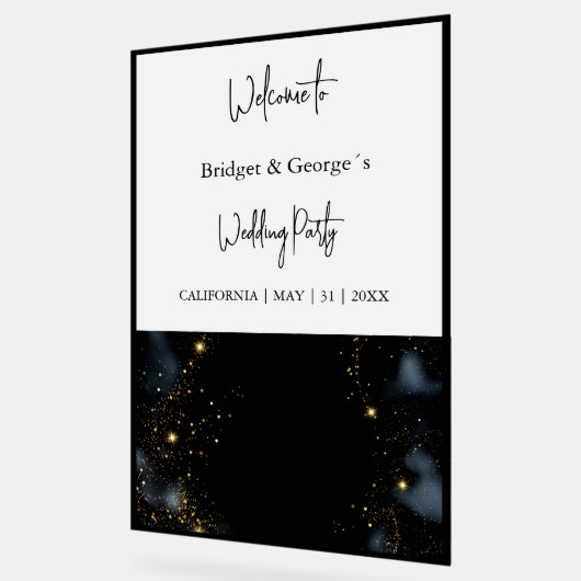 Bruiloft Welkom abstract Zwart & Frosted Acryl Bord (Hoek)