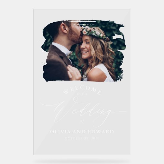 Bruiloft Welkom Acryl Sign met Foto Acryl Bord (Voorkant)