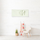 Bruiloft Welkom Bord Groene Streep Banner (Insitu)
