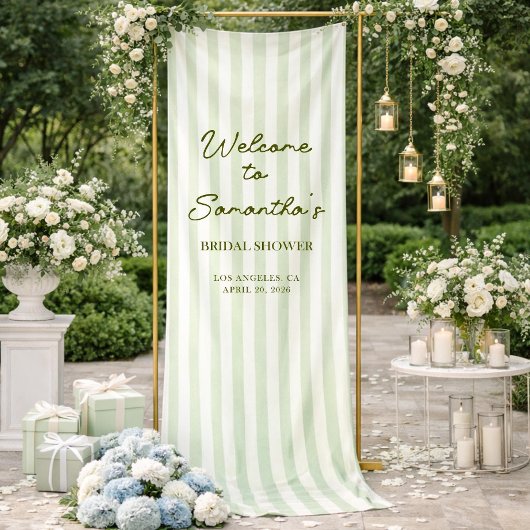 Bruiloft Welkom Bord Groene Streep Banner