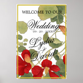 Bruiloft Welkom Elegant Bloemen Sinaasappel Poster