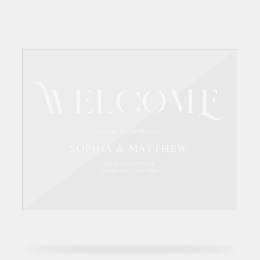Bruiloft Welkom Elegant Retro Teken Acryl Bord (Voorkant)