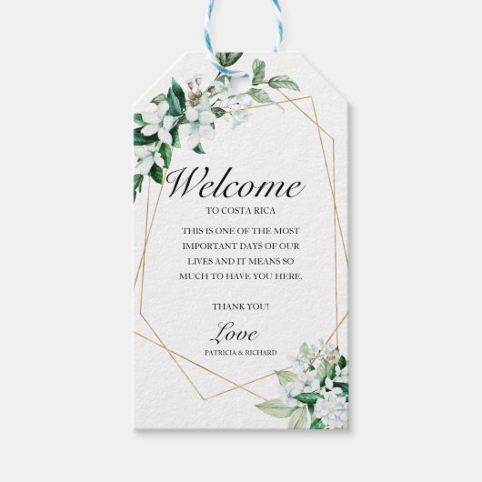 Bruiloft Welkom Geometrische Bloemen Groen Cadeaulabel (Voorkant)