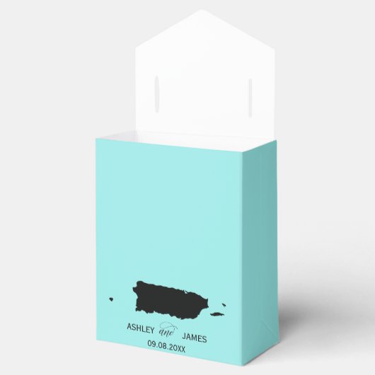 Bruiloft Welkom in Puerto Rico Kaart Favor Box Bedankdoosjes (Geopend)