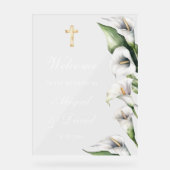 Bruiloft welkom met Calla lelies Acryl Bord (Voorkant)