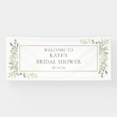 Bruiloft Welkom met Groene Bladervulling Spandoek (Horizontaal)