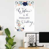 Bruiloft Welkom Nautische Bloemen Anker Poster (Thuiskantoor)