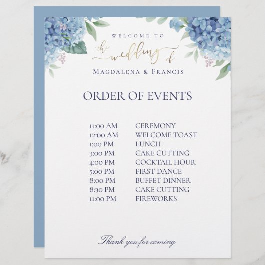 Bruiloft Welkom Orde van Diensten (Voorkant / Achterkant)