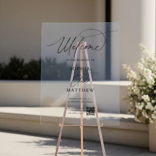 Bruiloft Welkom Script QR Code Sign Acryl Bord