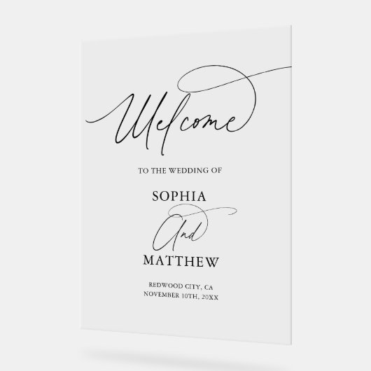 Bruiloft Welkom Script Sign Acryl Bord (Hoek)