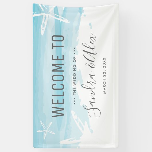 Bruiloft Welkom Strand Spandoek (Verticaal)