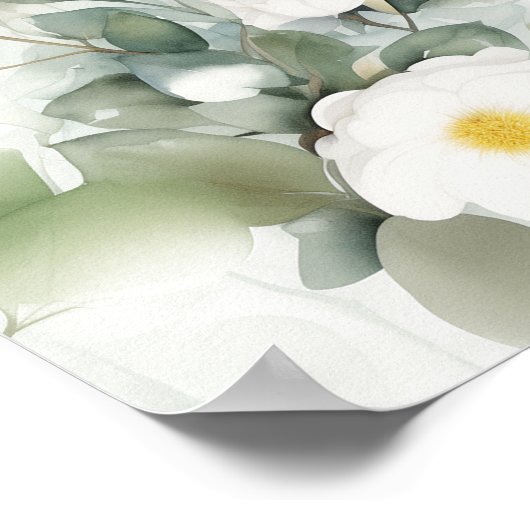 Bruiloft welkomstbord elegant groen en rozen poster (Hoek)