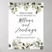 Bruiloft welkomstbord, elegant groen poster (Voorkant)
