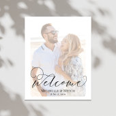 Bruiloft Welkomstbord Elegant Script Foto Poster