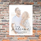 Bruiloft Welkomstbord Elegant Script Foto Poster