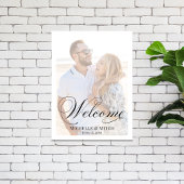 Bruiloft Welkomstbord Elegant Script Foto Poster