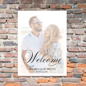 Bruiloft Welkomstbord Elegant Script Foto Poster