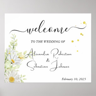 Bruiloft Welkomstbord Groen Chrysanthemum Poster