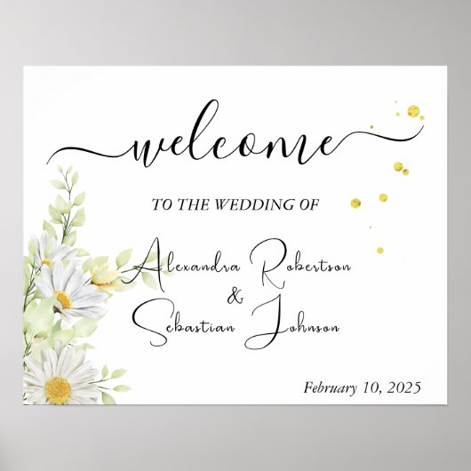 Bruiloft Welkomstbord Groen Chrysanthemum Poster (Voorkant)