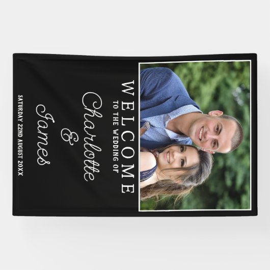 Bruiloft Welkomstbord Koppel Foto Verticale Banner (Horizontaal)