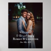 Bruiloft welkomstbord met foto elegant script poster (Voorkant)