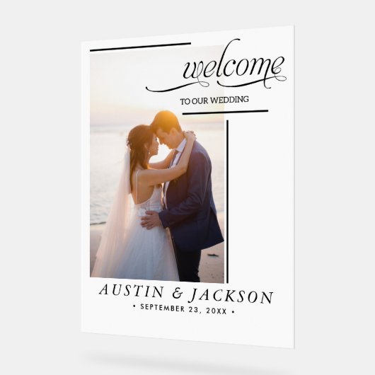 Bruiloft Welkomstbord met naam en datum | Acryl Bord (Hoek)