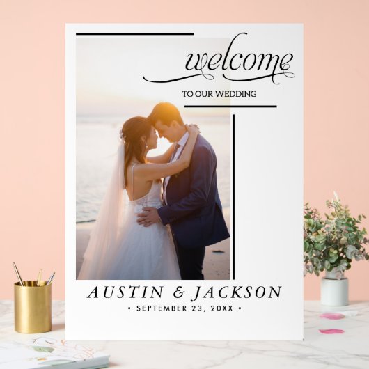 Bruiloft Welkomstbord met naam en datum | Acryl Bord (Huwelijk)