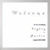 Bruiloft Welkomstbord Minimale Echte Zilveren Foli Folie Afdrukken (Voorkant)